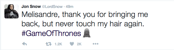 Game of Thrones - Jon Snow tweet